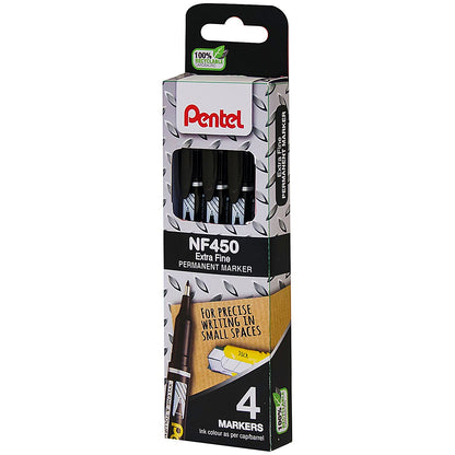 Pentel Permanent Marker Fine Black (Pack of 4)