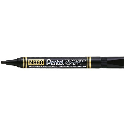 Pentel N860 Permanent Marker, Chisel Tip, Black, Pack of 5
