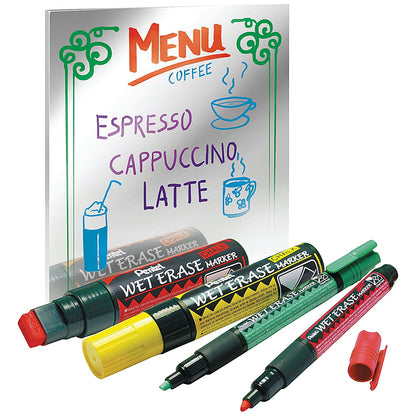 Pentel Jumbo Chalk Marker, Chisel Tip, Assorted Colours, Pack of 4