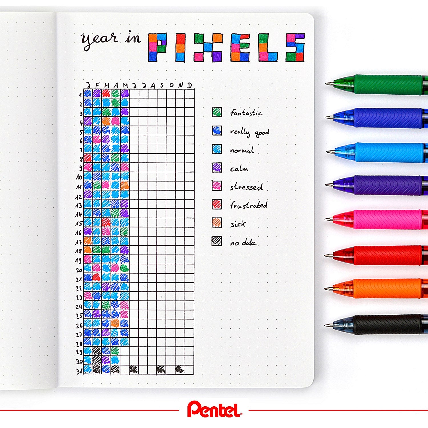 Pentel EnerGel Retractable Pen, Medium, Assorted, Pack of 9