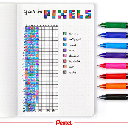 Pentel EnerGel Retractable Pen, Medium, Assorted, Pack of 9