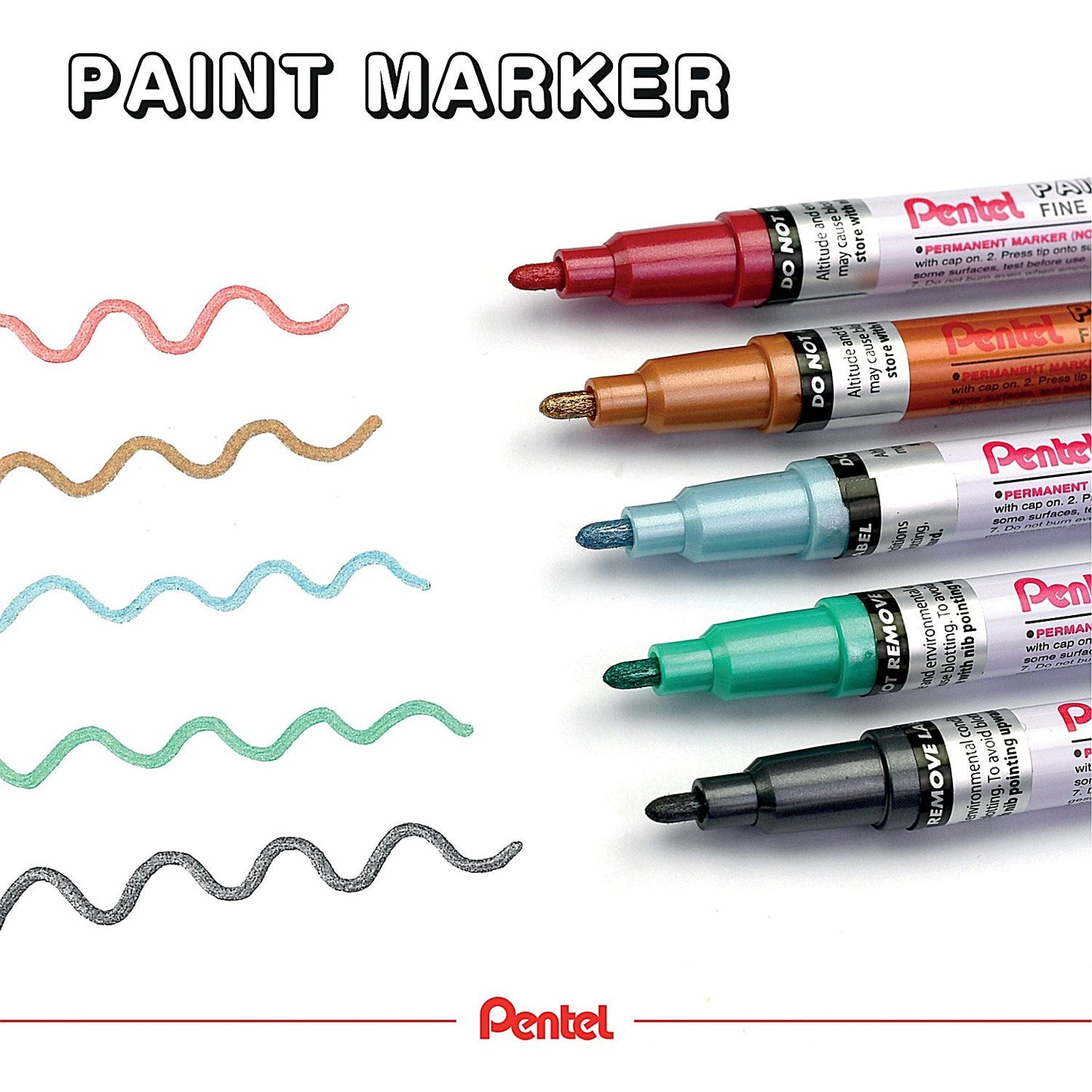 Pentel Paint Marker, Fine Bullet Tip, Assorted Metallic, Pack of 6 Easy2Order : PE15241