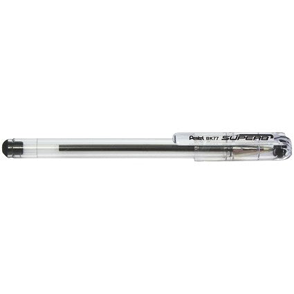 Pentel Superb Ballpoint Pen, Black, Pack of 12