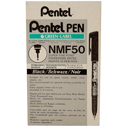 Pentel Permanent Marker Super Fine Black (Pack of 12)