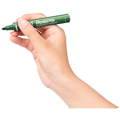 Pentel N50 Permanent Green Marker Bullet Tip (Pack of 12)
