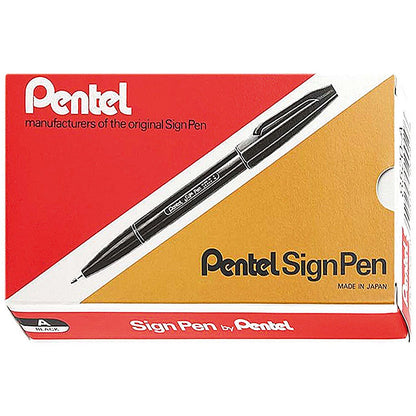 Pentel Sign Pen S520 Fibre Tipped Pen, 1mm Line, Black, Pack of 12 Easy2Order : PES520BK