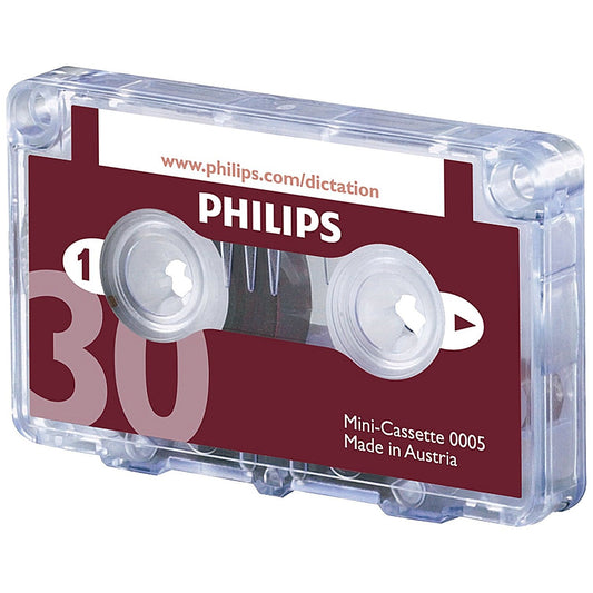 Philips Mini Cassette Dictation 30 Minutes Total 15 per Side Ref 0005 [Pack 10]