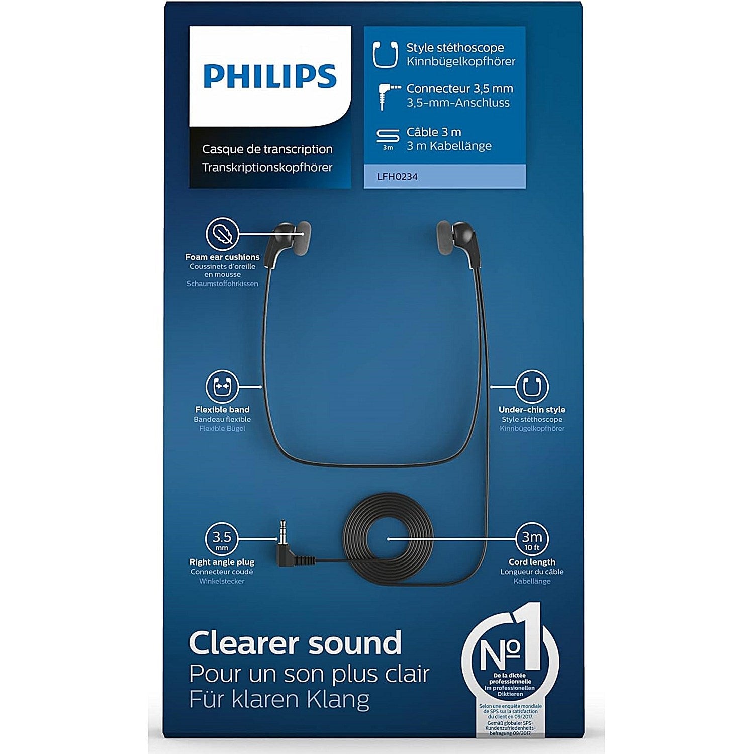 Philips LFH334/234 Headphones for Desktop Dictation Equipment Easy2Order : PH234