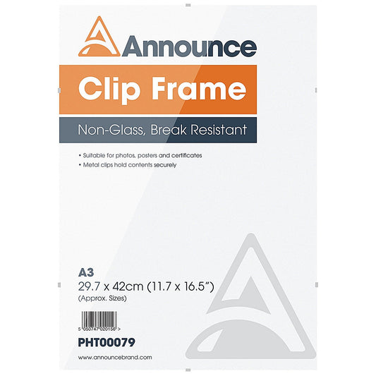 Announce Metal Clip Frame, A3, Non Glass Easy2Order : PHT00079