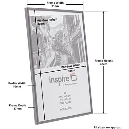 Hampton Frames Back Loader Photo Certificate Frame, A3, Non-Glass, Black
