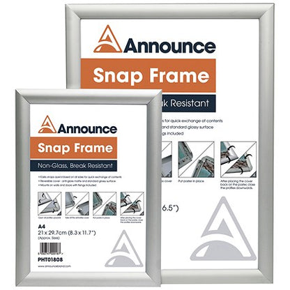 Announce Aluminium Snap Frame, A3, Silver