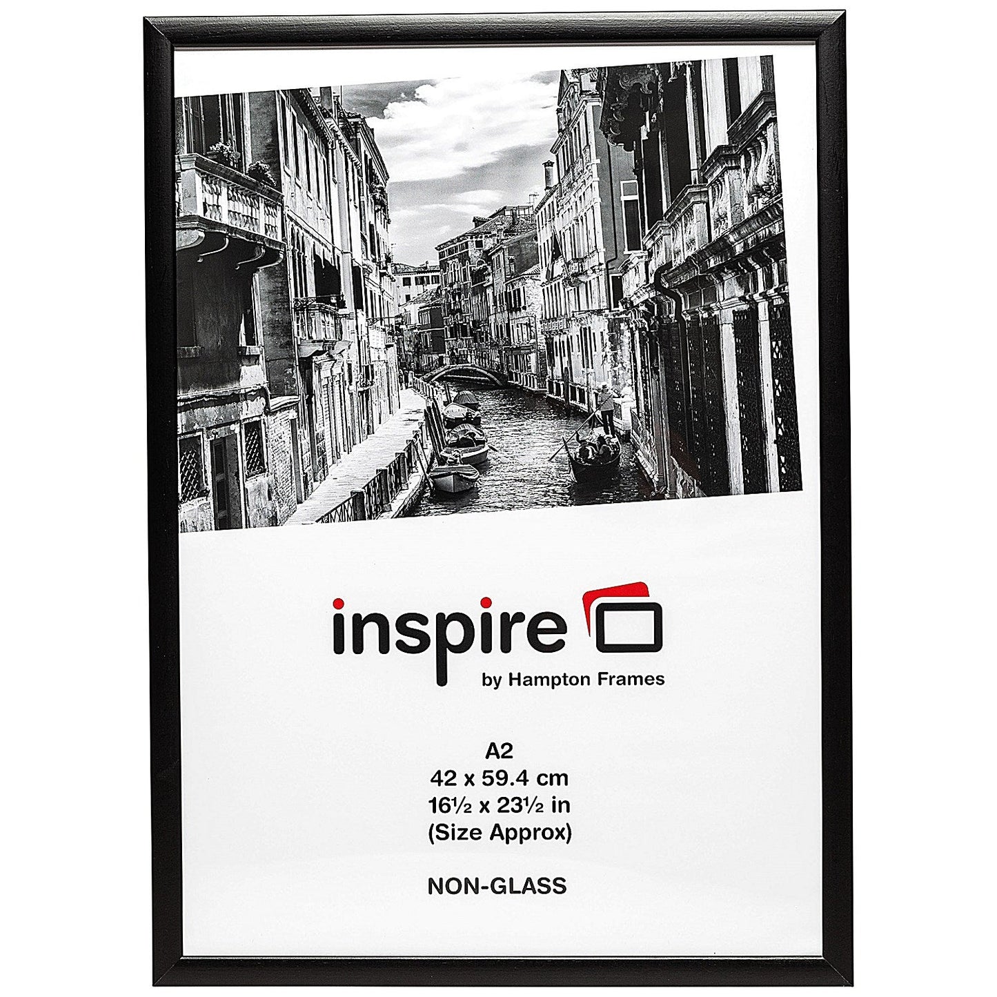 Hampton Frames Black Wood Photo Frame, A2, Non-Glass, Black Easy2Order : PHT80960