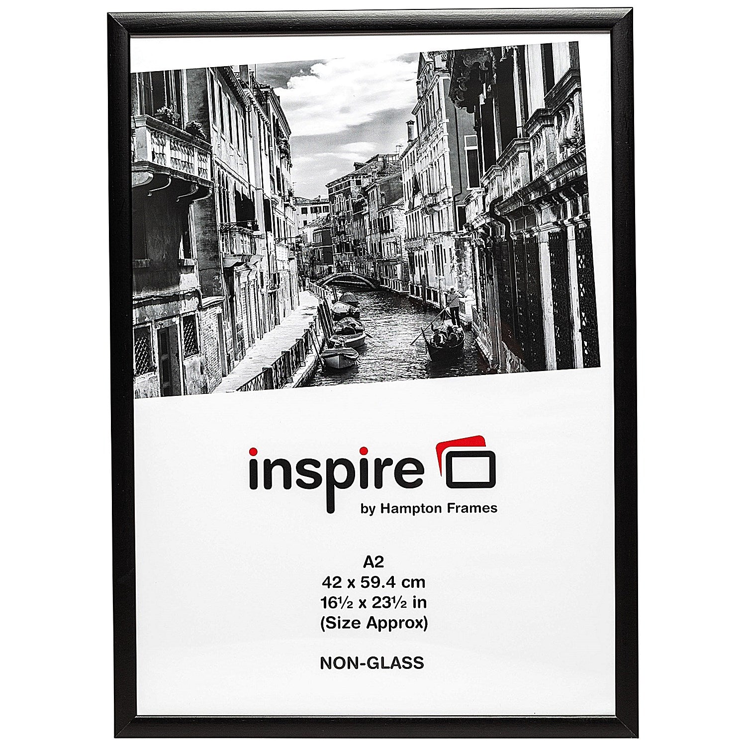 Hampton Frames Black Wood Photo Frame, A2, Non-Glass, Black Easy2Order : PHT80960