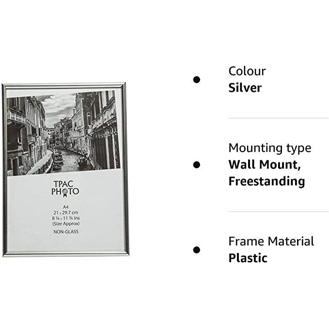 Hampton Frames Aluminium Certificate Frame, A4, Non-Glass, Silver