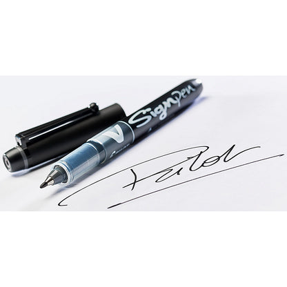 Pilot V-Sign Pen Liquid Ink Soft Medium, Black, Pack of 12