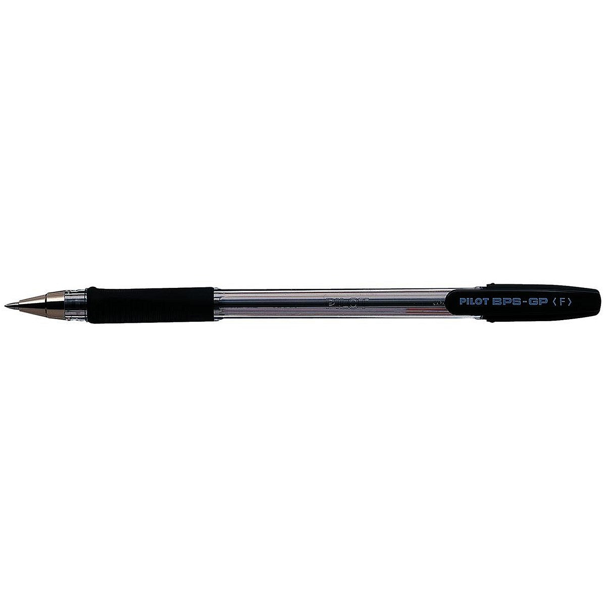 Pilot BPS GP Ball Pen, Rubberised Grip, Fine, Black, Pack of 12