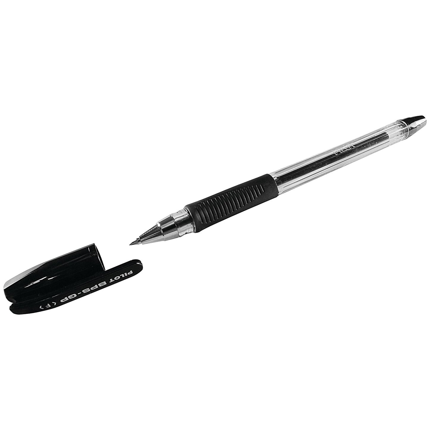 Pilot BPS GP Ball Pen, Rubberised Grip, Fine, Black, Pack of 12
