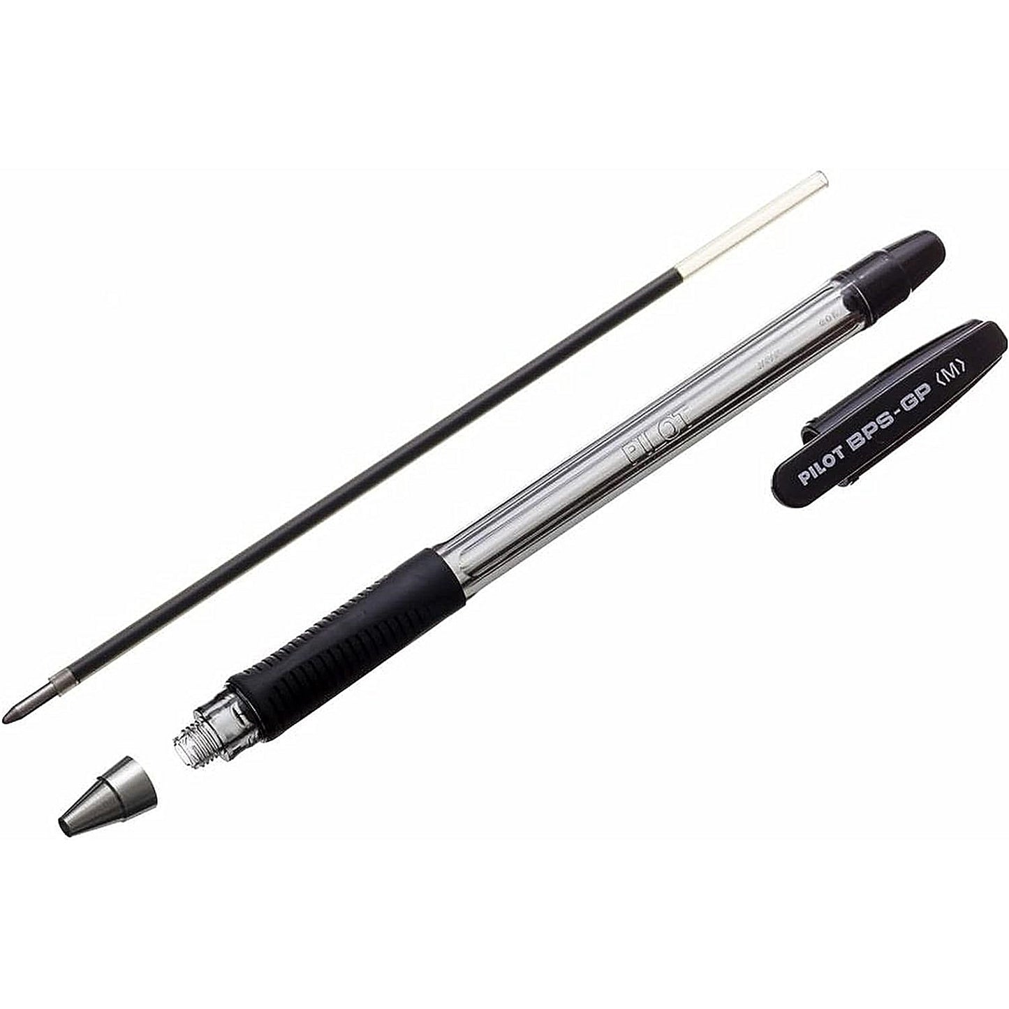Pilot BPS GP Ball Pen, Rubberised Grip, Fine, Black, Pack of 12