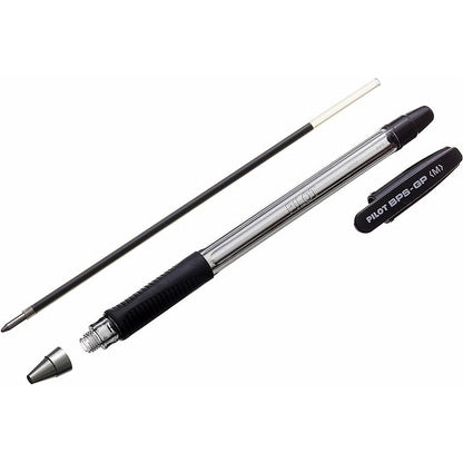 Pilot BPS GP Ball Pen, Rubberised Grip, Fine, Black, Pack of 12