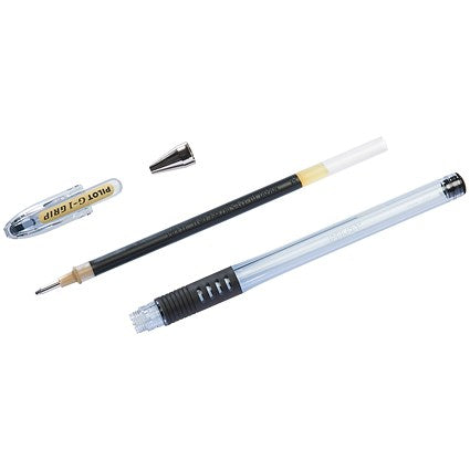 Pilot G-107 Grip Gel Rollerball Pen, Fine, Black, Pack of 12