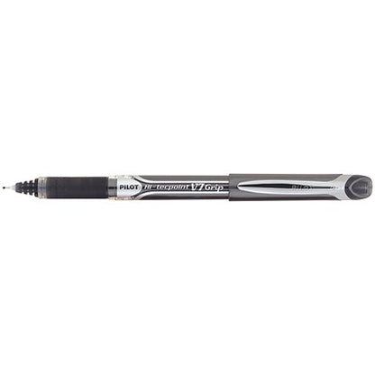 Pilot V7 Rollerball Pen, Rubber Grip, Needle Point, 0.7mm Tip, 0.5mm Line, Black, Pack of 12
