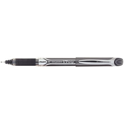 Pilot V7 Rollerball Pen, Rubber Grip, Needle Point, 0.7mm Tip, 0.5mm Line, Black, Pack of 12
