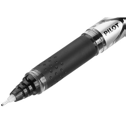 Pilot V7 Rollerball Pen, Rubber Grip, Needle Point, 0.7mm Tip, 0.5mm Line, Black, Pack of 12