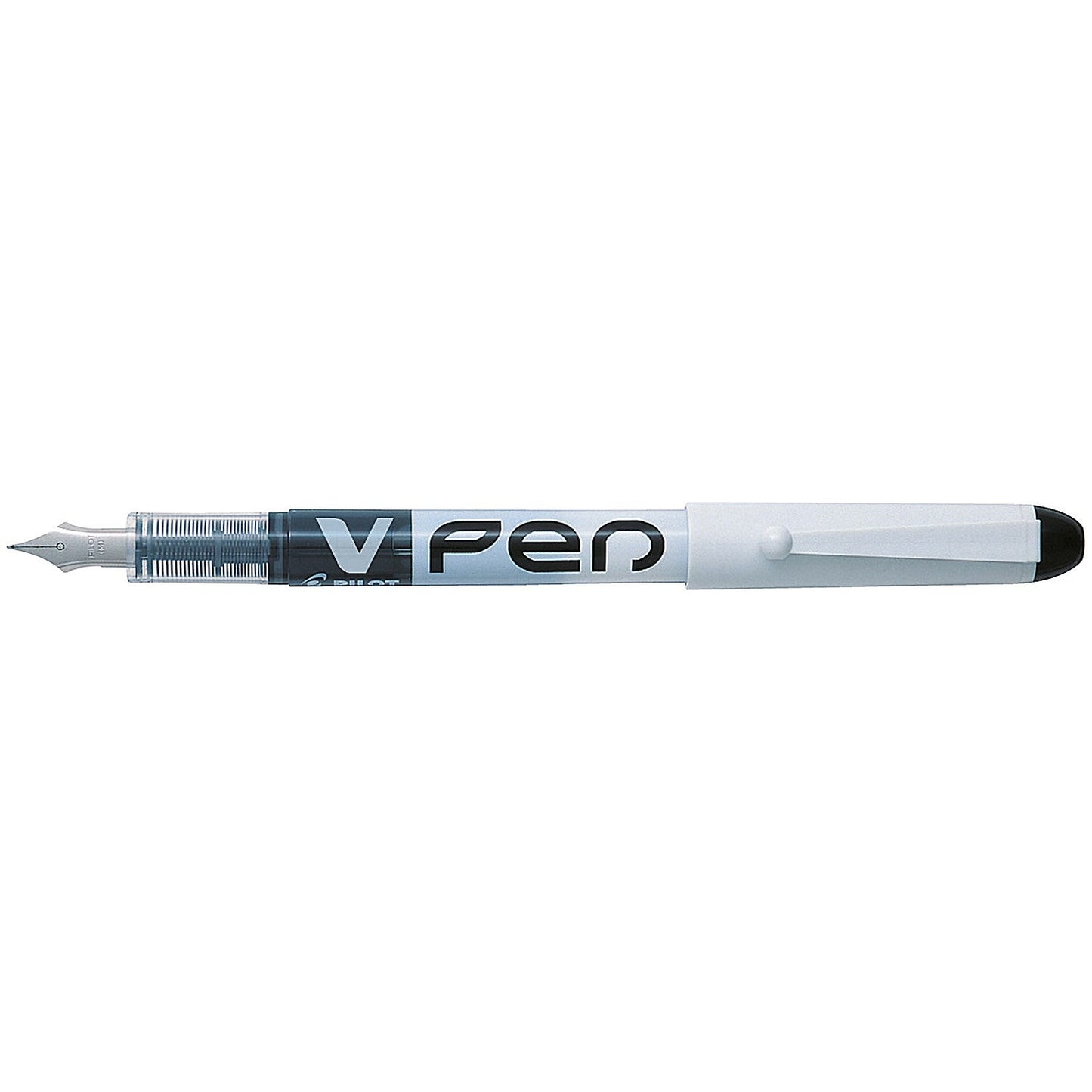 Pilot V Disposable Fountain Pen, White Barrel with Iridium Nib, Black, Pack of 12