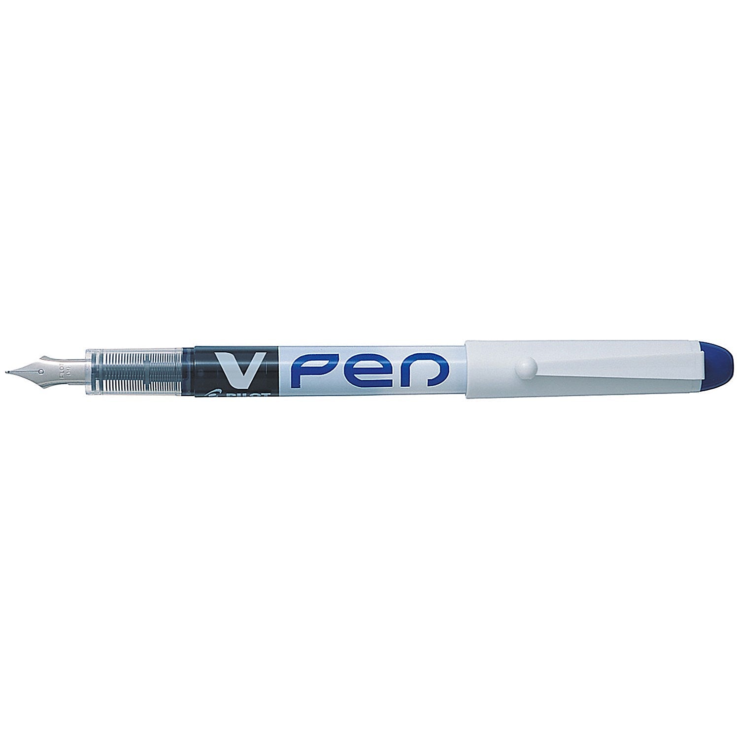 Pilot V Disposable Fountain Pen, White Barrel with Iridium Nib, Blue, Pack of 12 Easy2Order : PI28171