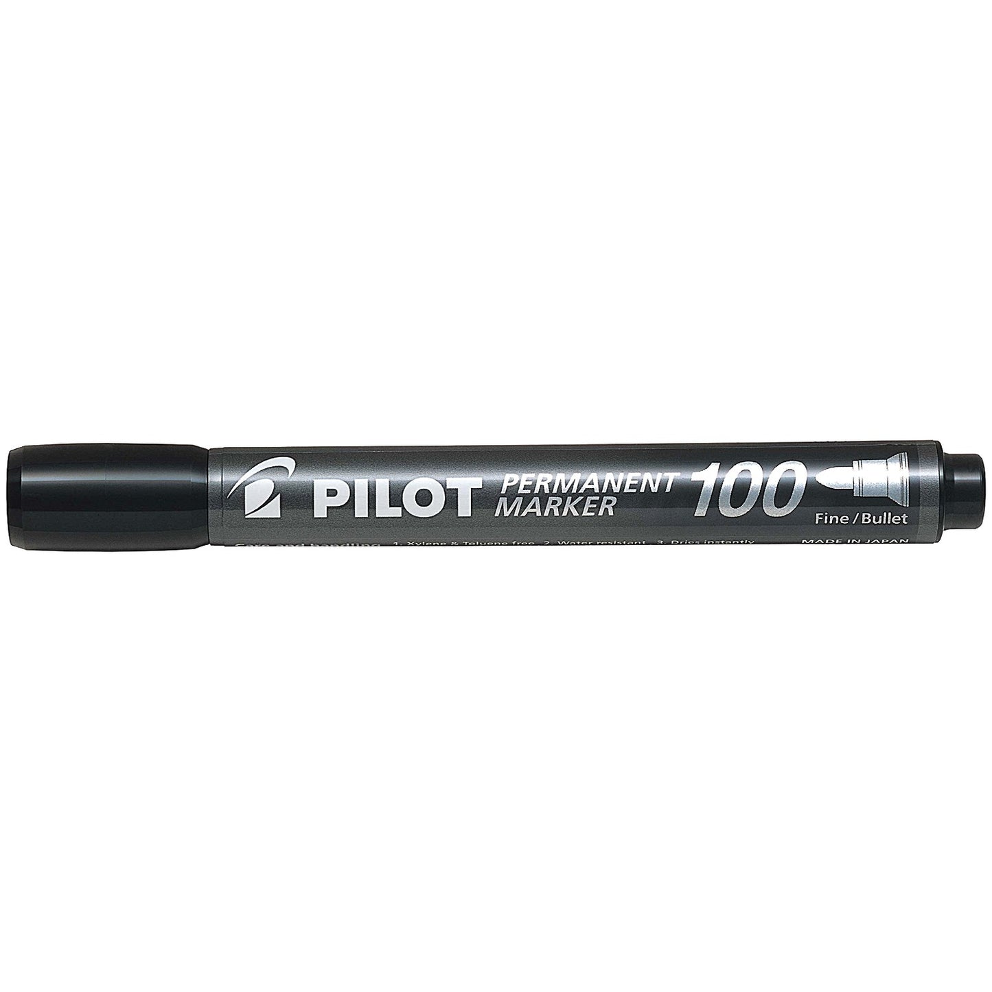 Pilot 100 Permanent Marker, Bullet Tip, Line Width 1mm, Black, Pack of 20