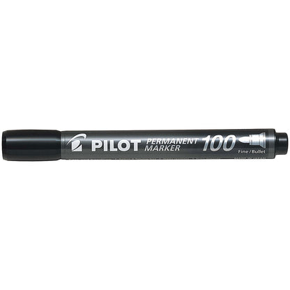 Pilot 100 Permanent Marker, Bullet Tip, Line Width 1mm, Black, Pack of 20
