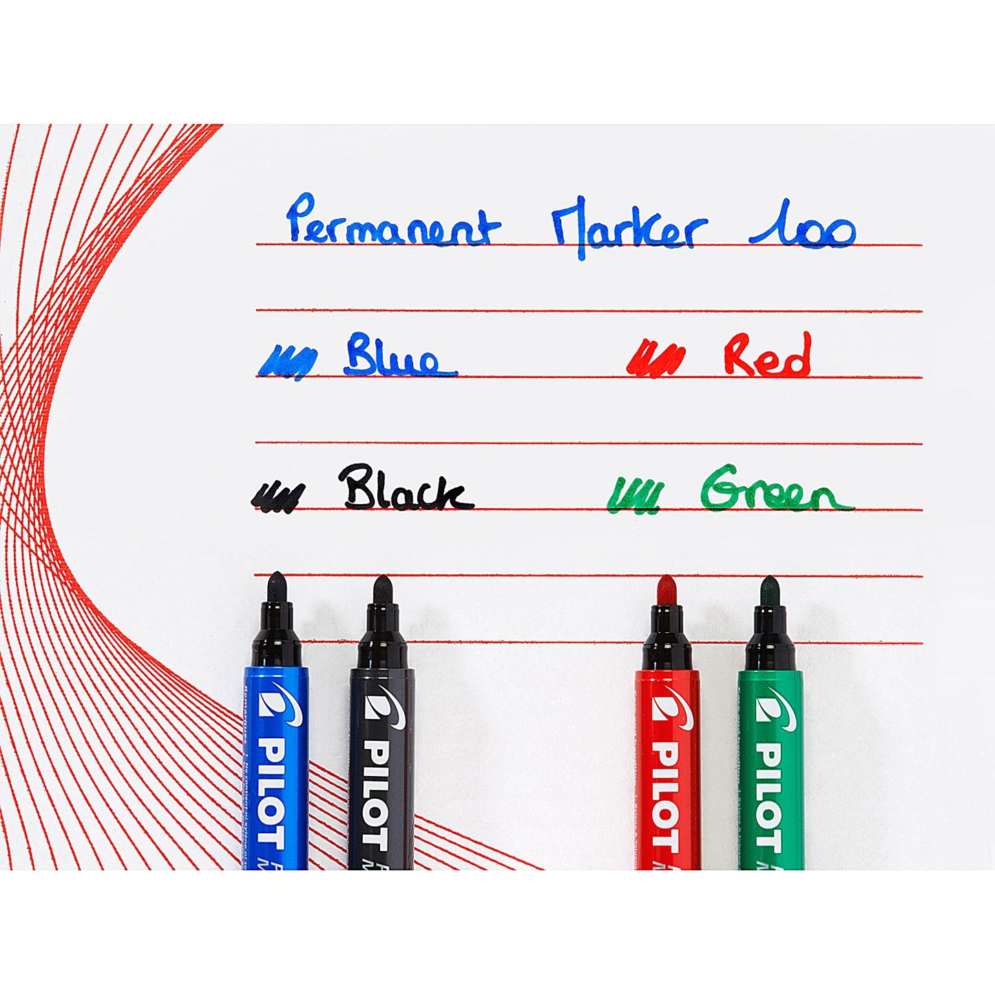 Pilot 100 Permanent Marker, Bullet Tip, Line Width 1mm, Black, Pack of 20