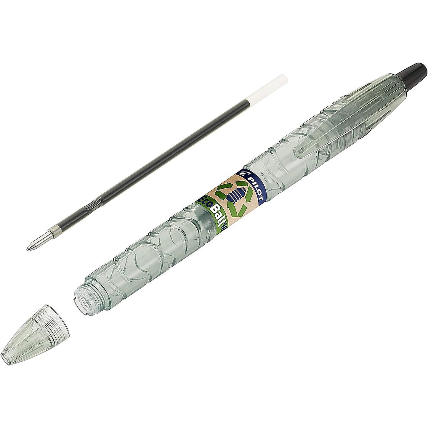 Pilot B2P Ecoball Ballpoint Pen/Refill, Black, Pack of 10 pens and 10 refills