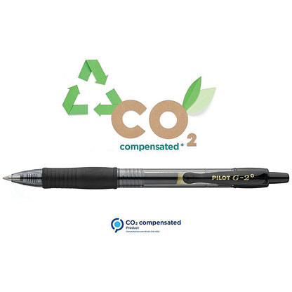 Pilot G-2 Plus Begreen Gel Ink Rollerball Medium Black (Pack of 12)