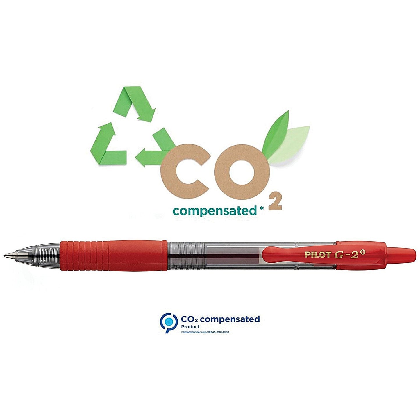 Pilot G-2 Plus Begreen Gel Ink Rollerball Medium Red (Pack of 12)