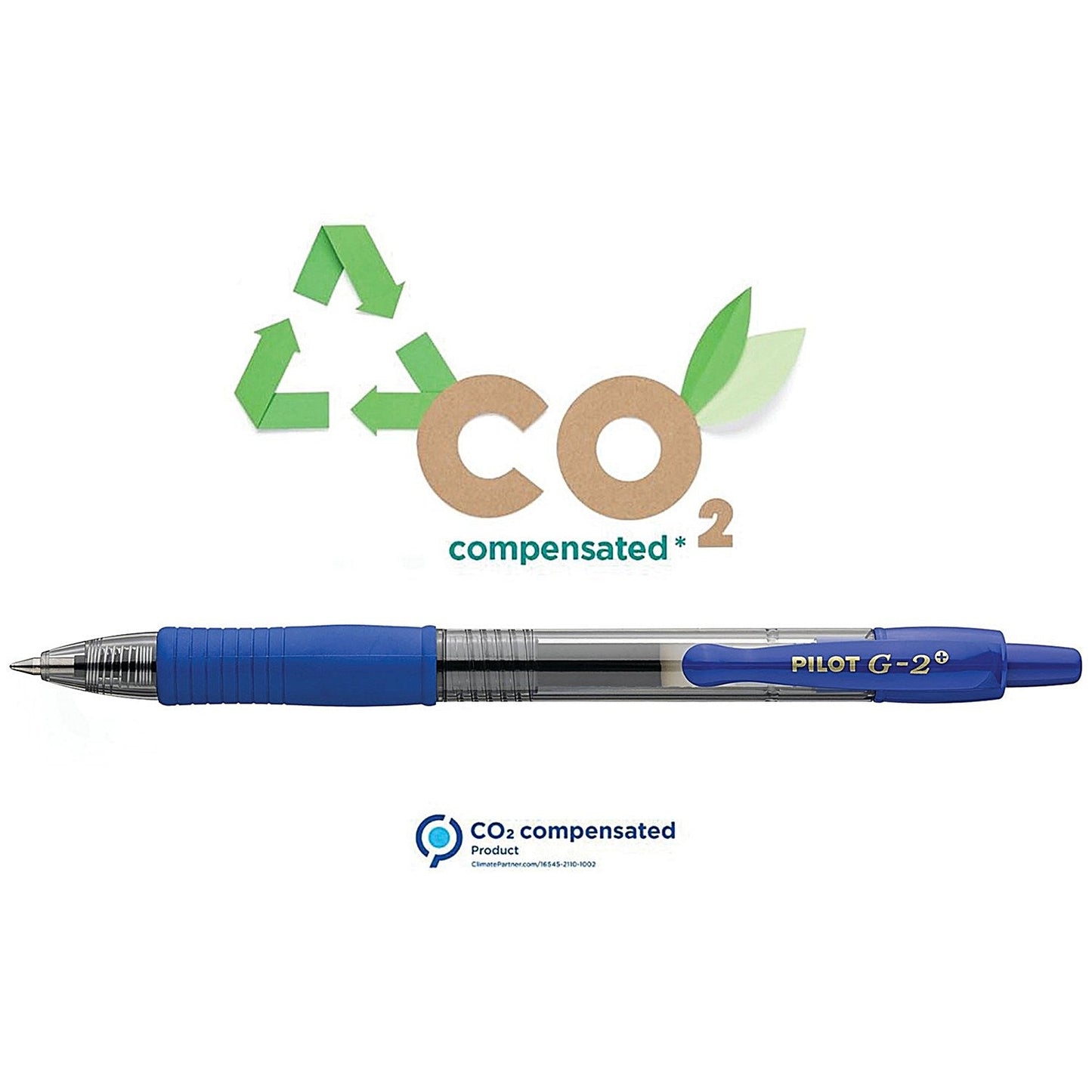 Pilot G-2 Plus Begreen Gel Ink Rollerball Medium Blue (Pack of 12)