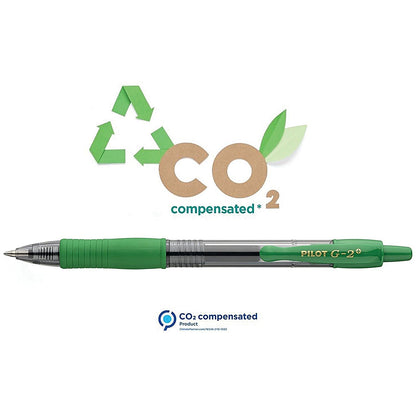 Pilot G-2 Plus Begreen Gel Ink Rollerball Medium Green (Pack of 12)