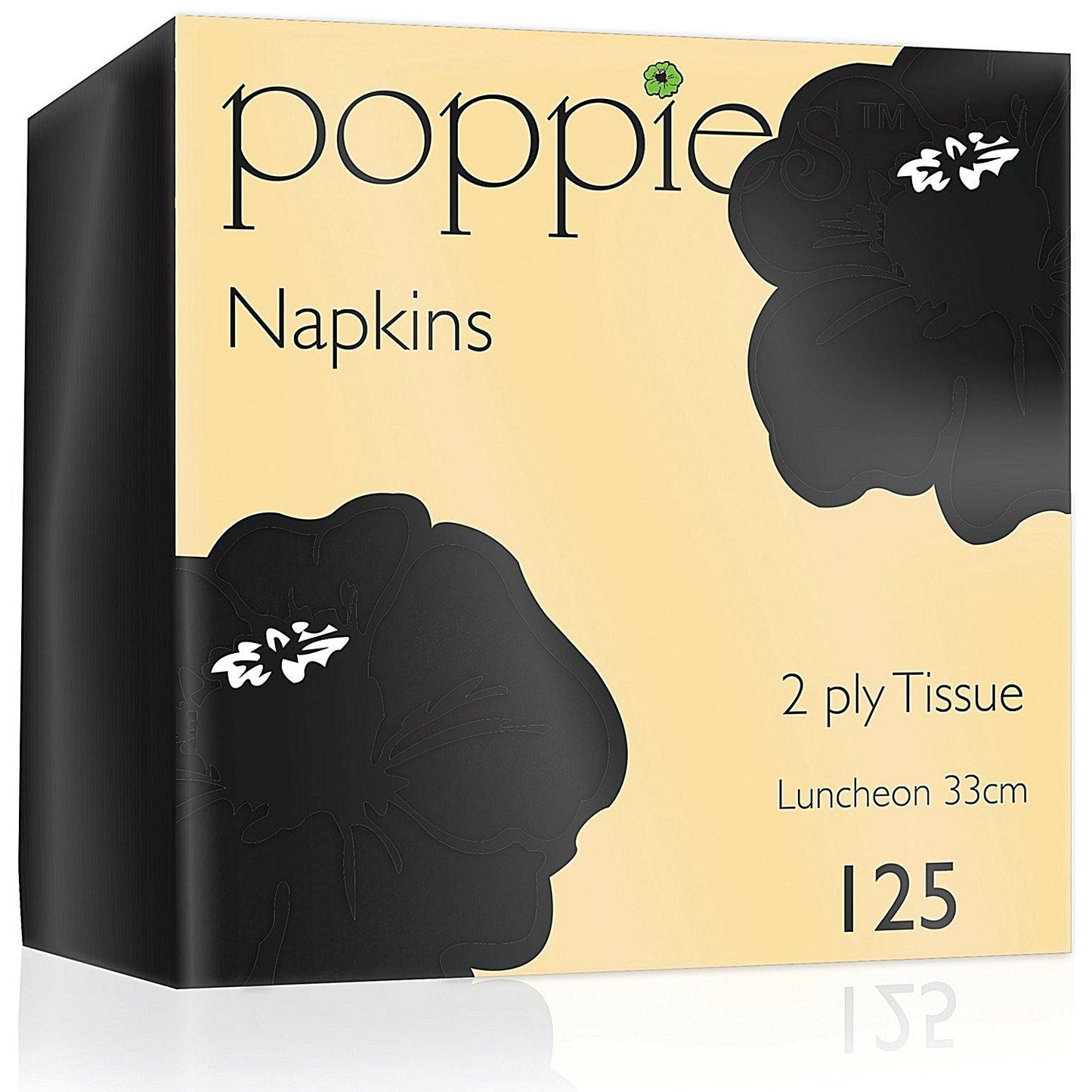 Poppies 2-Ply Napkins, 4 Fold, 33cm, Black, Pack of 2000 Easy2Order : PIE32382
