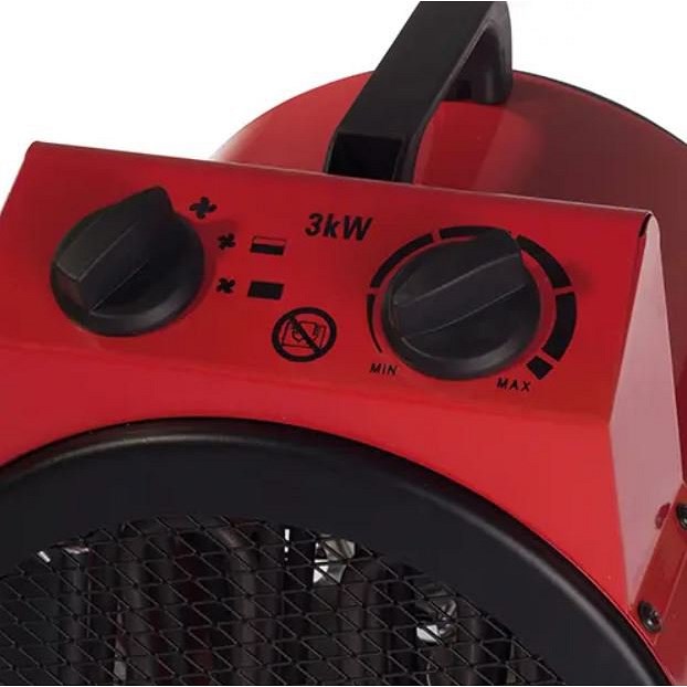 Igenix 3kW Industrial Drum Fan Heater, 2 Heat Settings, Red