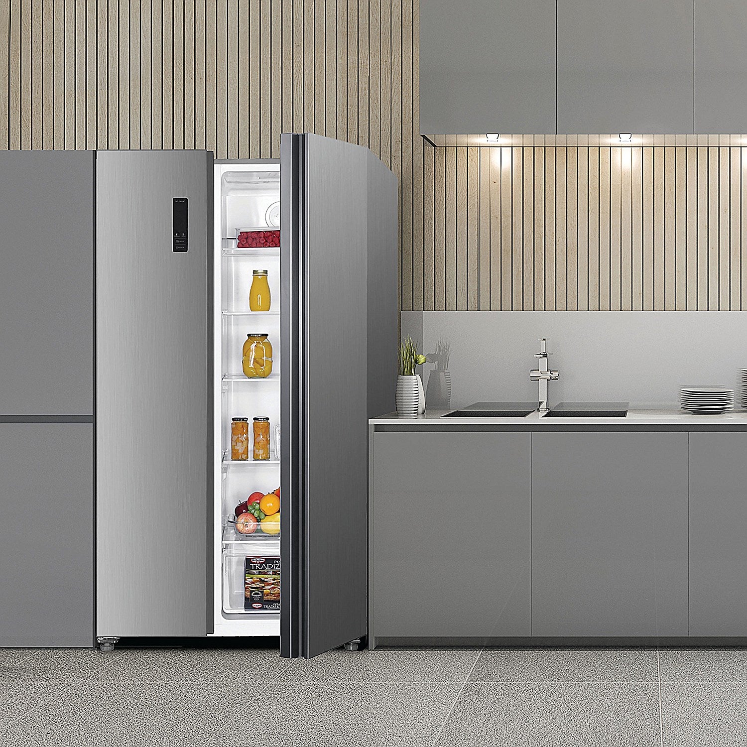 Statesman American Side by Side Fridge Freezer, 347 Litre Fridge, 185 Litre Freezer, Stainless Steel
