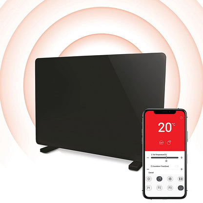 Igenix 2kW Smart Glass Panel Heater, Black