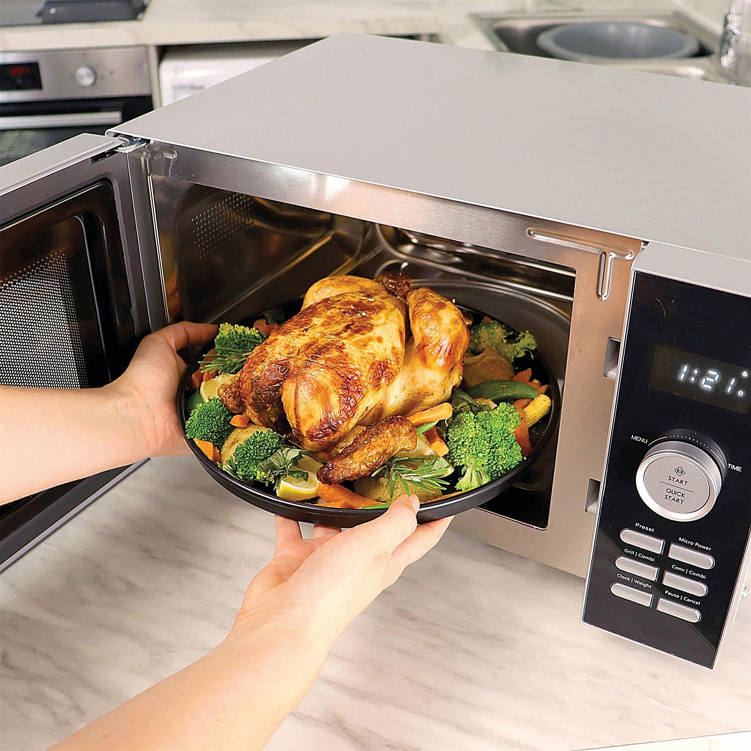 Statesman Silver Digital Combination Microwave, 900W, 30 Litre