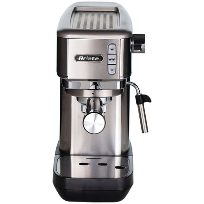 Ariete Metal Slim Espresso Coffee Maker, Brushed Stainless Steel
