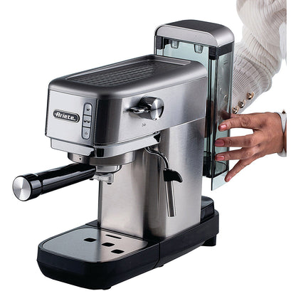 Ariete Metal Slim Espresso Coffee Maker, Brushed Stainless Steel