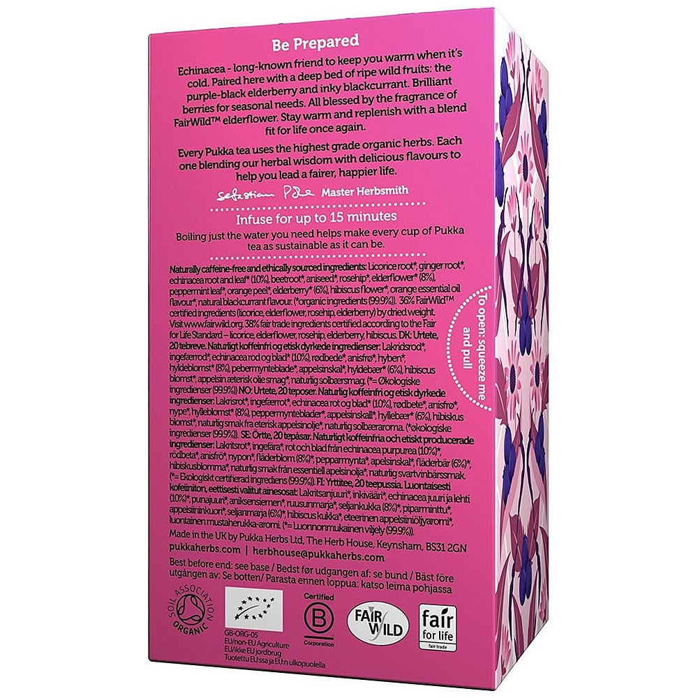 Pukka Elderberry and Echinacea Organic Tea Bags, Pack of 20