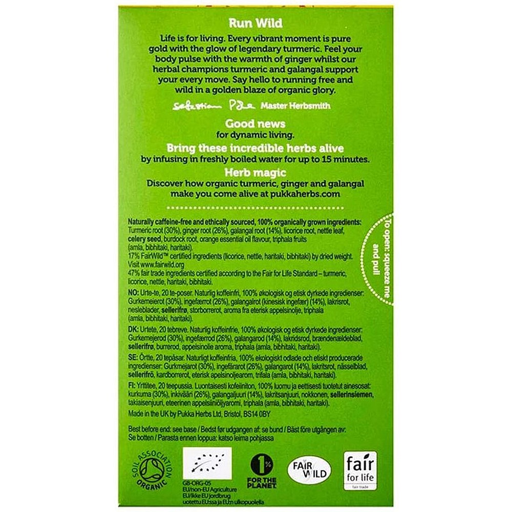 Pukka Turmeric Active Organic Tea Bags, Pack of 20