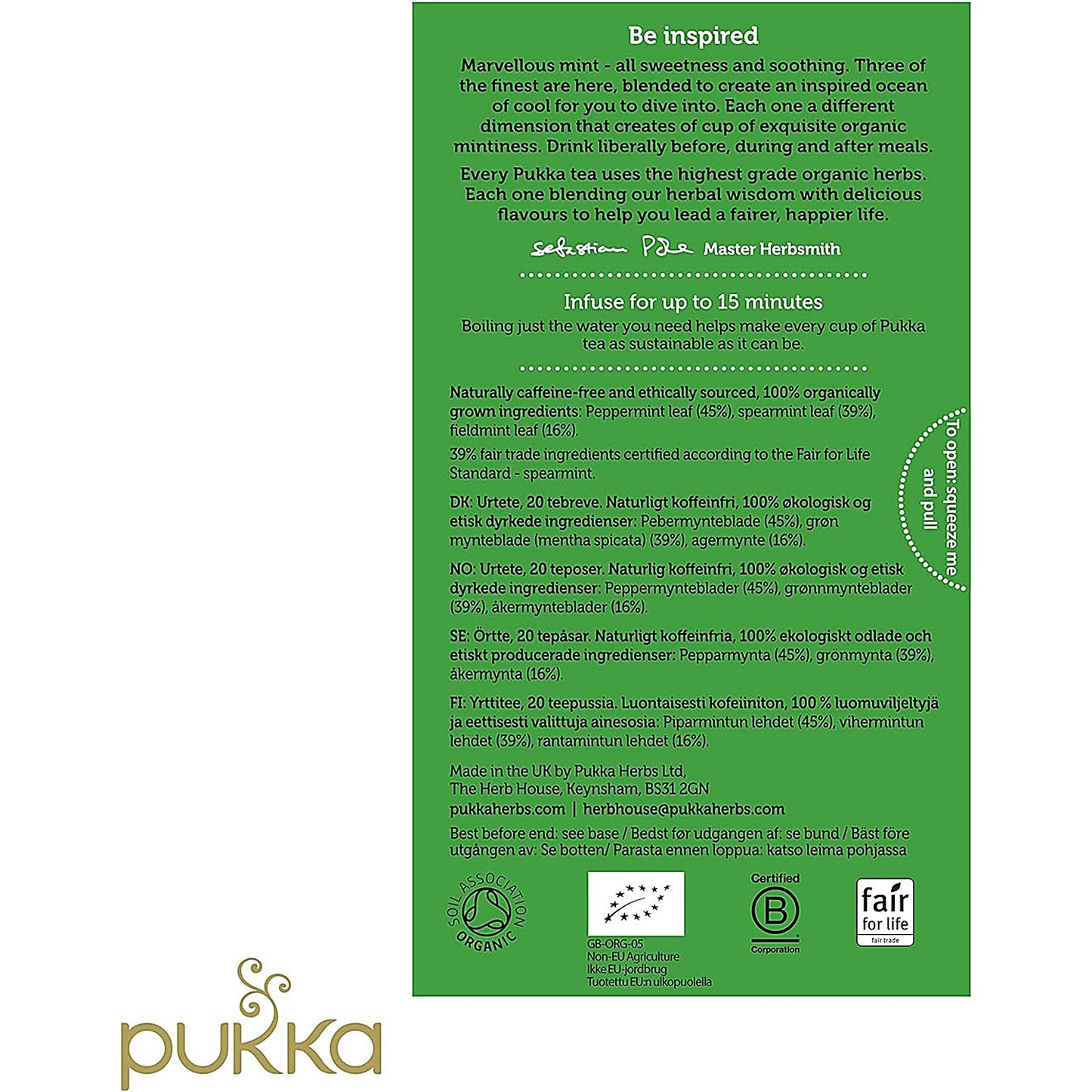 Pukka Three Mint Herbal Tea, Pack of 20