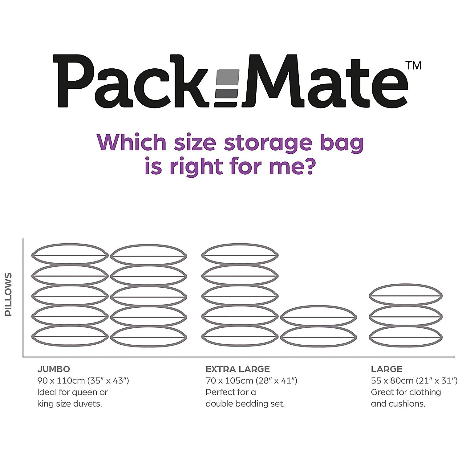 Packmate Large Volume Vacuum Storage Bags (Pack of 2) Easy2Order : PKM13455