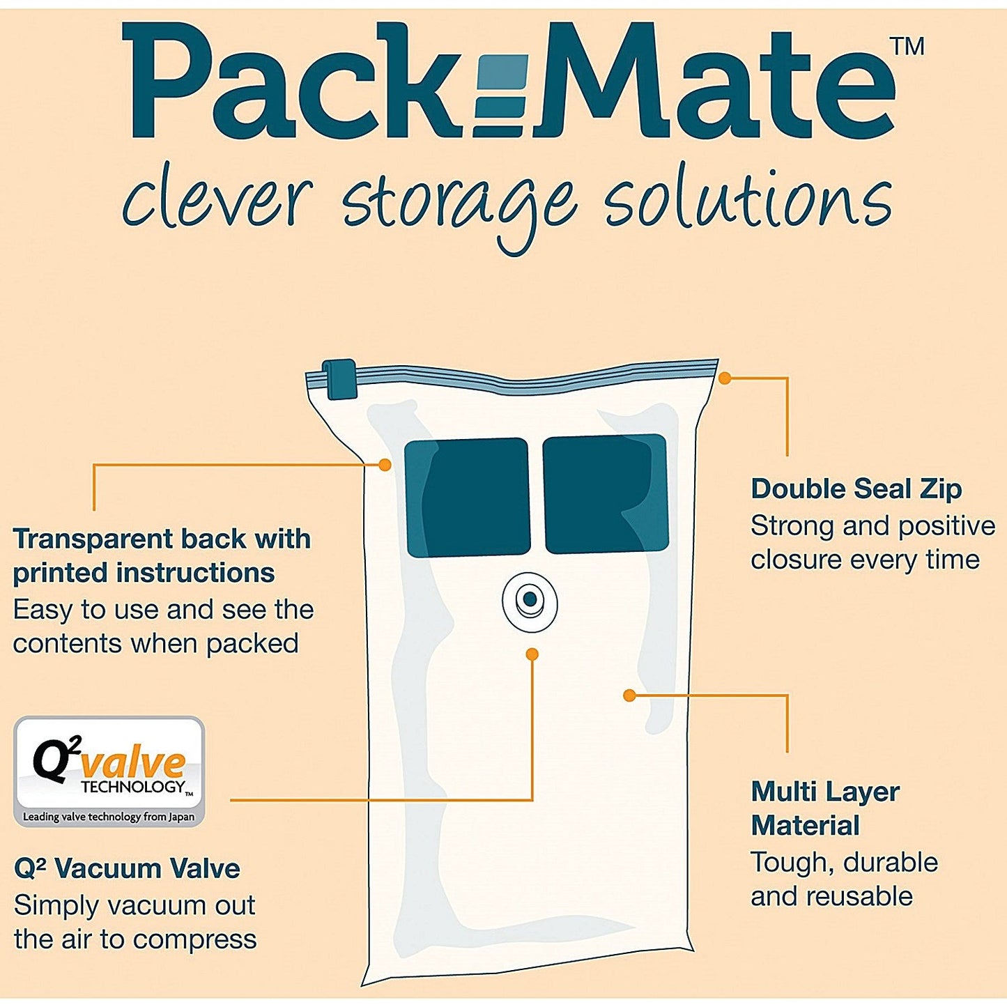 Packmate Medium Flat Vacuum Storage Bags (Pack of 2)