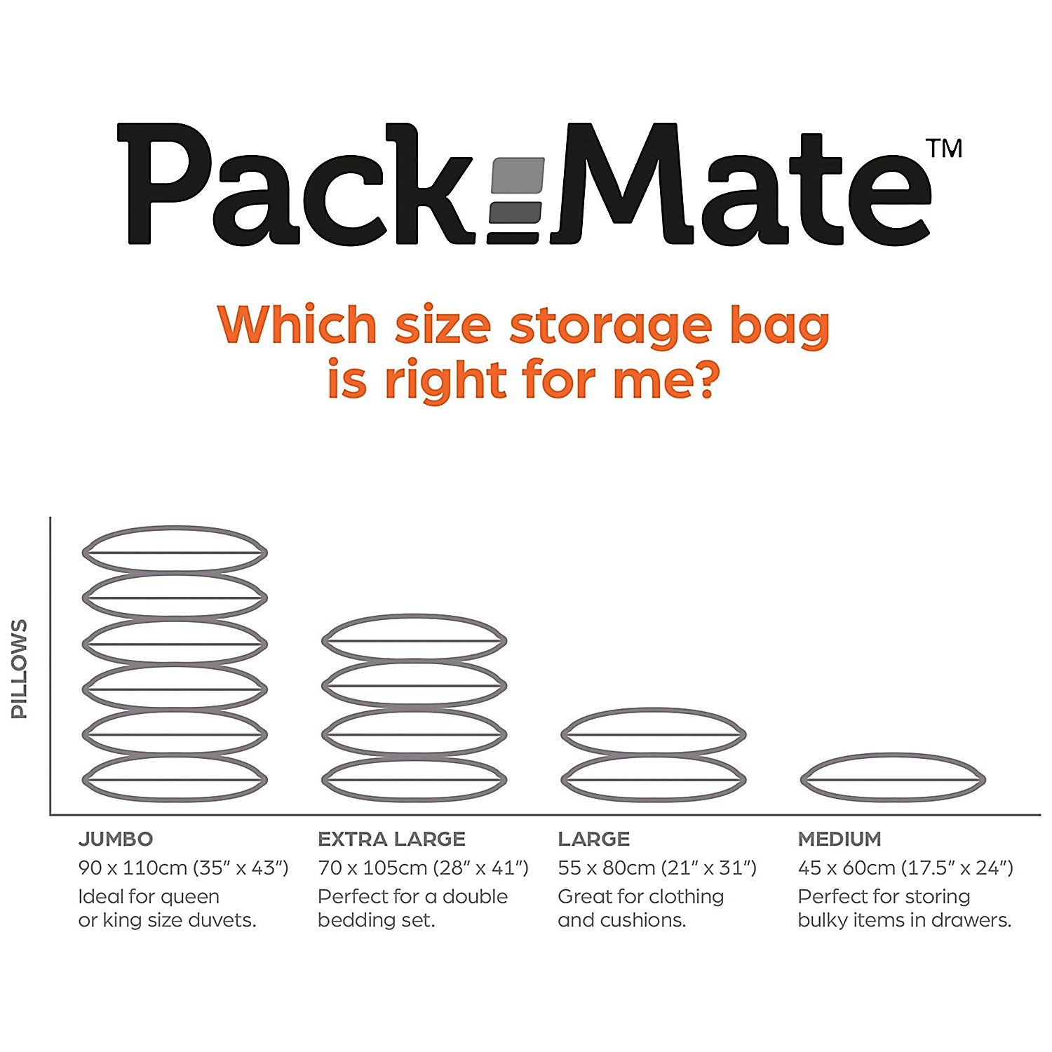 Packmate Medium Flat Vacuum Storage Bags (Pack of 2) Easy2Order : PKM13675